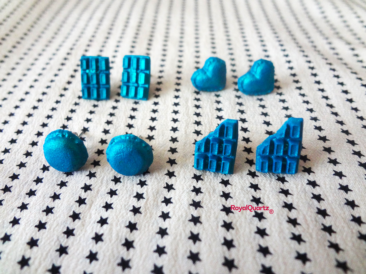 Blue Mini Macaroon & Chocolate Bar Earrings